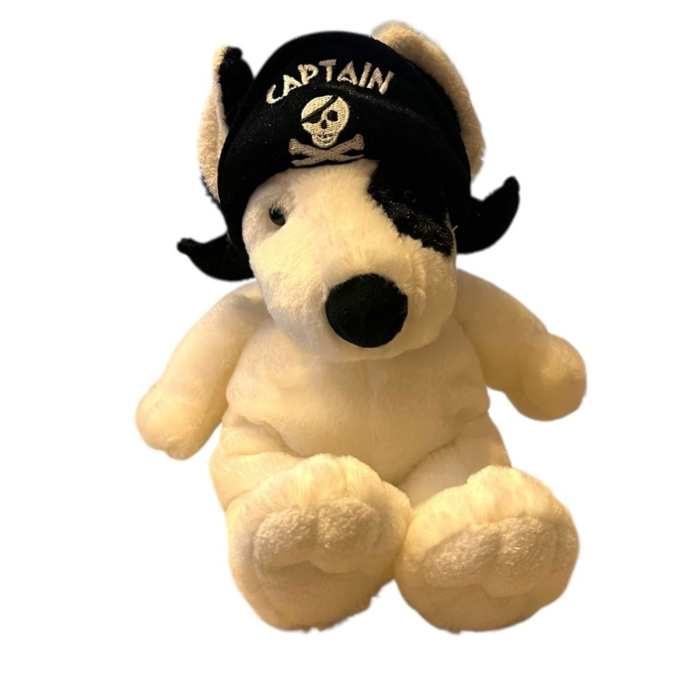 Aurora Captain Pirate Max Puppy Dog Plush Black White Stuffed Bull Terrier